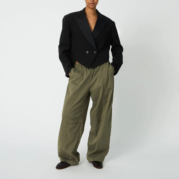 STELLA NOVA Low-Waist Barrel Leg Combat Pants in Dust Olive