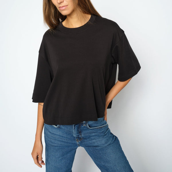 MOS MOSH MMNatalie Round Neck Boxy T-Shirt in Black
