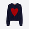 VILAGALLO Heart Print Cardigan in Navy/Red