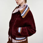 ESSENTIEL ANTWERP Kamore Knit Jacket with Collar in Wine