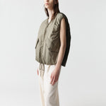MARFA STANCE Parachute Silk Nylon Vest in Pale Olive/ Oyster