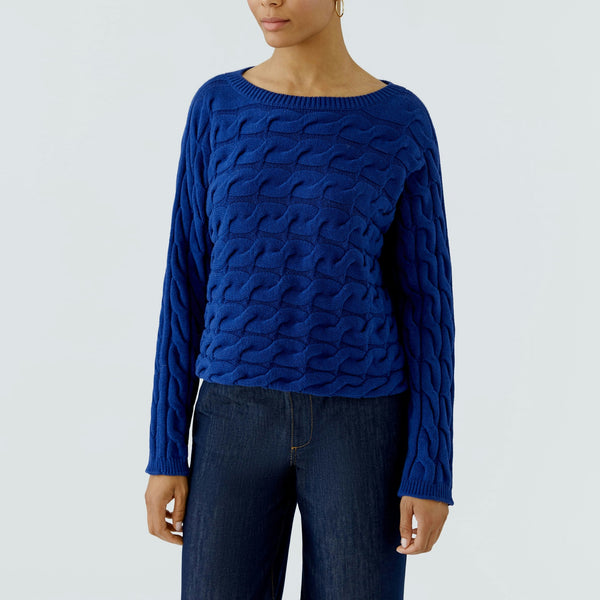 OUI Sirah Cable Knit Jumper in Royal Blue