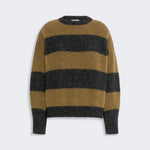WEEKEND MAX MARA WKDTuono Alpaca and Wool Blend Sweater in Khaki Pinstripes