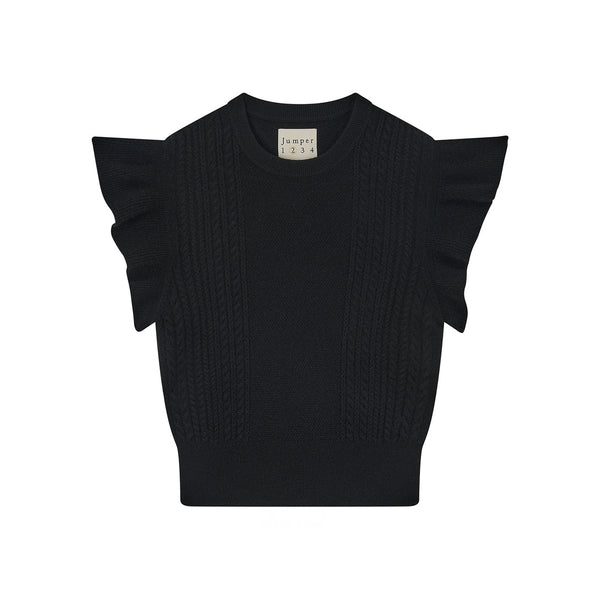 JUMPER 1234 Ruffle Cable Cashmere T-Shirt in Breen