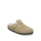 BIRKENSTOCK Boston Shearling Suede Leather Mules in Thyme