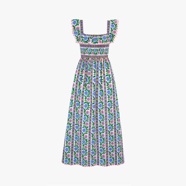 PINK CITY PRINTS Carrie Cotton Block Print Dress in Folk Border