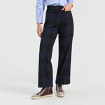VILAGALLO Dorin Scallop Hem Check Trousers in Navy/Black