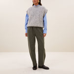BY-BAR Davi Tapered Loose Fit Ankle Trousers in Olive