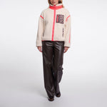 RINO & PELLE Sinai Cropped Teddy Fleece Jacket with Leopard Print Pocket in Birch/Leo