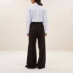 BY-BAR Pelle Pin Stripe Wide Leg Trousers in Brown