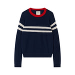 JUMPER 1234 Chest Stripe Crew Neck Jumper in New Navy/Scarlet/Jasmine