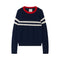 JUMPER 1234 Chest Stripe Crew Neck Jumper in New Navy/Scarlet/Jasmine