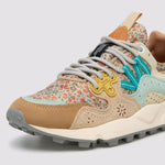 FLOWER MOUNTAIN Yamano 3 Womens Suede Sneakers in Chestnut/LightBlue/Orange