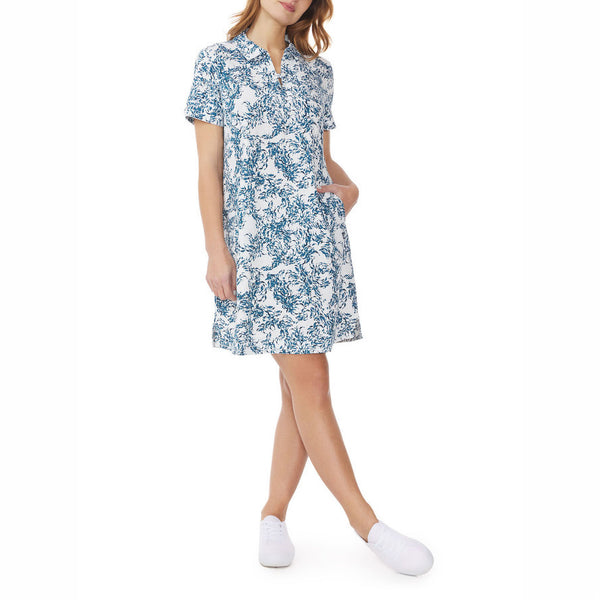 MOUSQUETON Fanette Fish Print Dress in Abyss Blue
