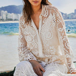 FARM RIO Swan Lake Guipure Off-White Shirt