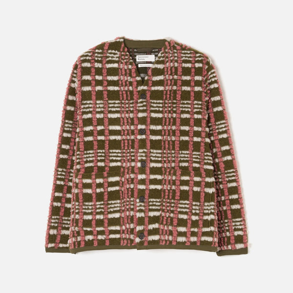 UNIVERSAL WORKS Duomo Fleece Cardigan in Olive