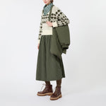 WEEKEND MAX MARA WKDBriose Flared Nylon Canvas Quilted Skirt in Khaki