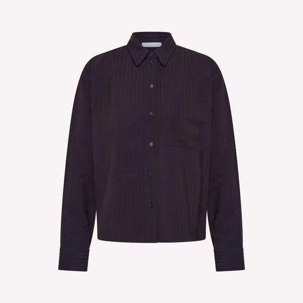 BY-BAR Lise Wide Stripe Shirt  in Wine Stripe
