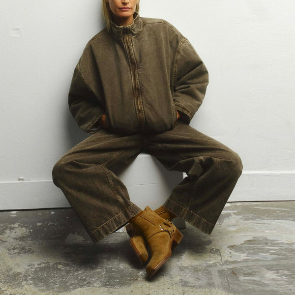 AMERICAN VINTAGE Oshow-B Bomber Jacket in Stone Brown