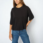 MOS MOSH MMNatalie Round Neck Boxy T-Shirt in Black