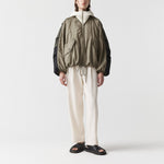 MARFA STANCE Parachute Silk Nylon Bomber Jacket in Pale Olive/Oyster