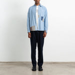 EDMMOND STUDIOS Meet & Grid Patch Cotton Shirt in Plain Steel
