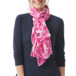 MOUSQUETON Fish Print Scarf in Fuchsia Pink