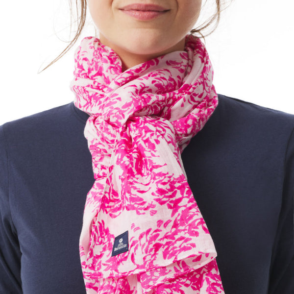 MOUSQUETON Fish Print Scarf in Fuchsia Pink