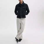 RAG & BONE Suede Trucker Jacket in Navy