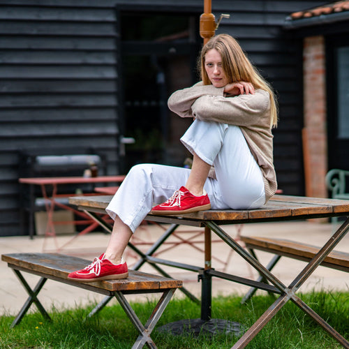 ALOHAS Tb.490 Rife Sheen Leather Sneakers in Red