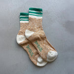 IVY ELLIS Ladies Gairloch Cotton Socks in Brown Marl/Green