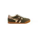 GOLA Elan Glitz Suede Trainers in Khaki/Rose Gold/Cameo