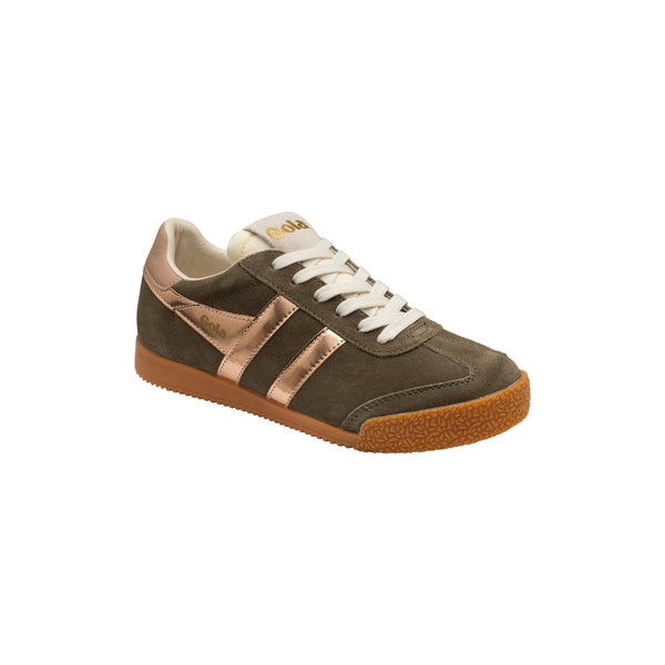 GOLA Elan Glitz Suede Trainers in Khaki/Rose Gold/Cameo