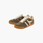 GOLA Elan Glitz Suede Trainers in Khaki/Rose Gold/Cameo
