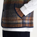 WAX LONDON Gower Ari Wool Blend Check Gilet in Oatmeal/Multi