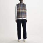 WAX LONDON Gower Ari Wool Blend Check Gilet in Oatmeal/Multi
