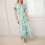 CEFINN Vivienne Maxi Dress in Green Palm Floral Print