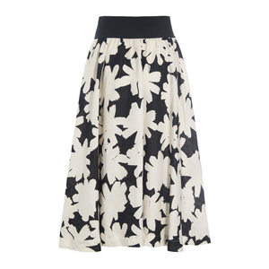 Harukaze Linen Skirt in Ivory/Black