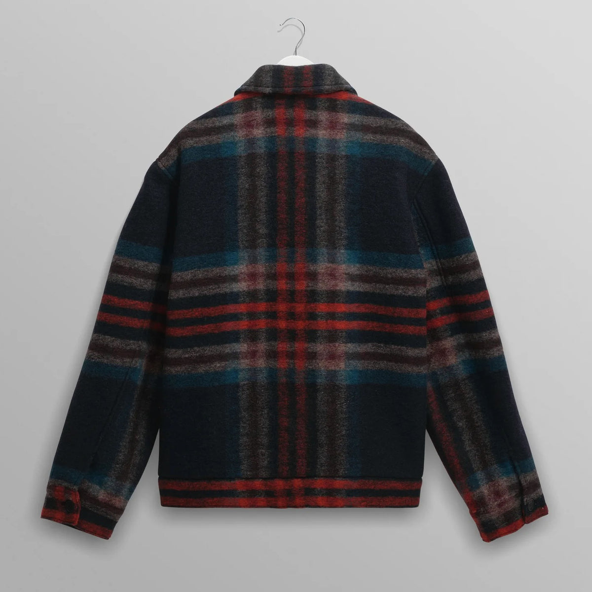 WAX LONDON Heath Wool Check Jacket in Navy and Multicolour