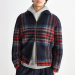 WAX LONDON Heath Wool Check Jacket in Navy and Multicolour