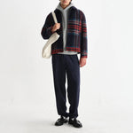 WAX LONDON Heath Wool Check Jacket in Navy and Multicolour