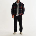 WAX LONDON Heath Wool Check Jacket in Navy and Multicolour