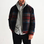 WAX LONDON Heath Wool Check Jacket in Navy and Multicolour