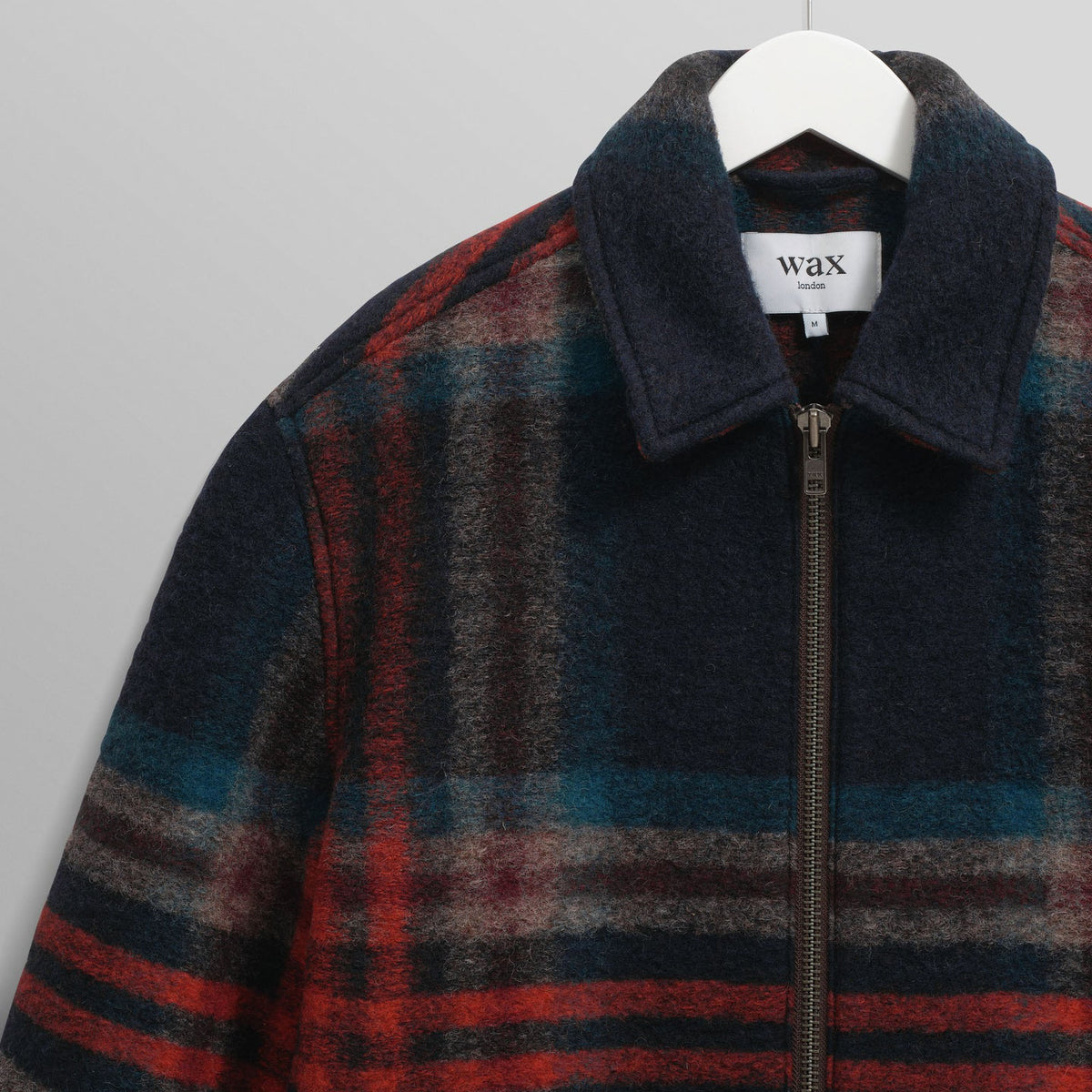 WAX LONDON Heath Wool Check Jacket in Navy and Multicolour
