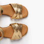 Heeled Shepherdess Metallic Sandals in Gold