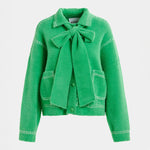 ESSENTIEL ANTWERP Hoops Cardigan with Bow in Pine Needle