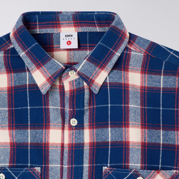 EDWIN Work Shirt in Navy/Red