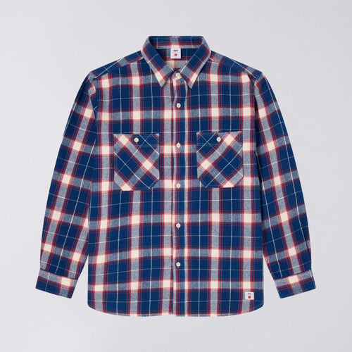 EDWIN Work Shirt in Navy/Red