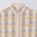 EDWIN Random Patchwork Work Shirt in Beige/Brown