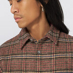 EDWIN Julius Check Long Sleeve Shirt in Burgundy/Blue